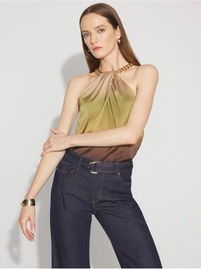 White House Black Market Satin Chain-Neck Halter Top